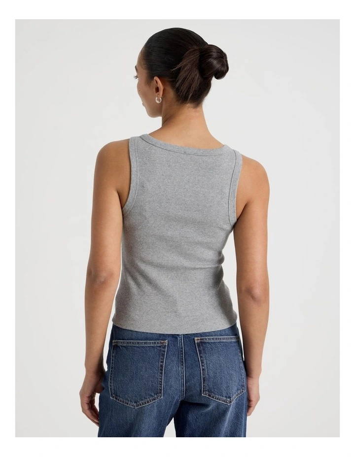 Henley Tank in Charcoal Marle image 6