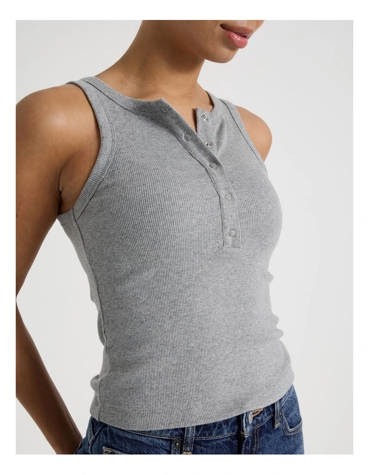 Henley Tank in Charcoal Marle image 7