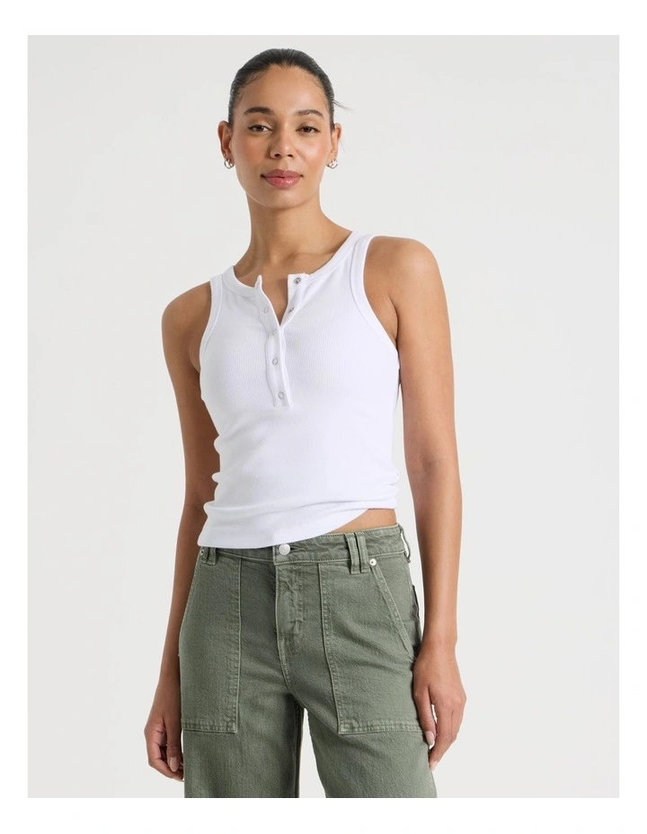 Henley Tank in Off White image 1