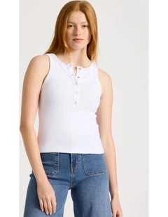 Henley Tank in Off White