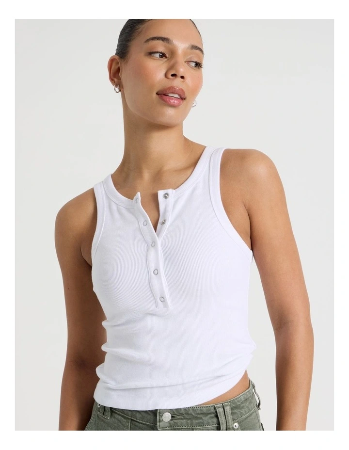 Henley Tank in Off White image 2