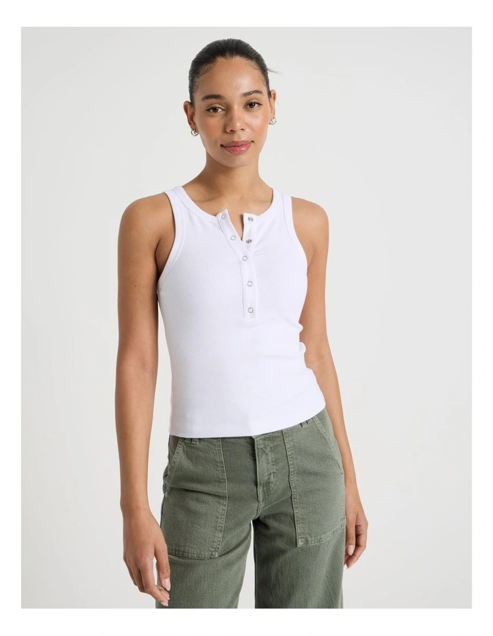 Henley Tank in Off White image 5