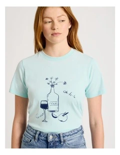 Regular Fit Graphic Tee in Light Blue