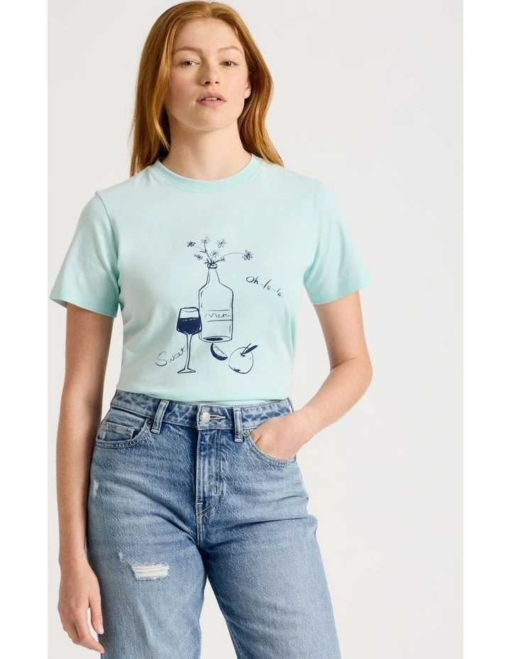 Regular Fit Graphic Tee in Light Blue image 3