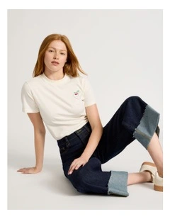 Regular Fit Graphic Tee in Off White