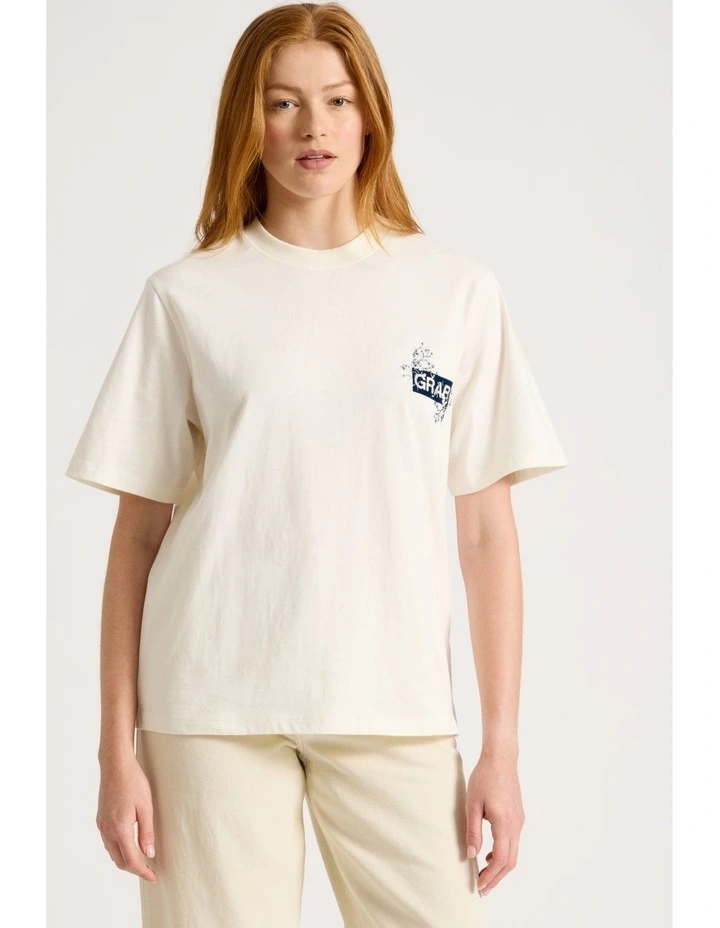 Loose Fit Graphic Tee in Off White image 2
