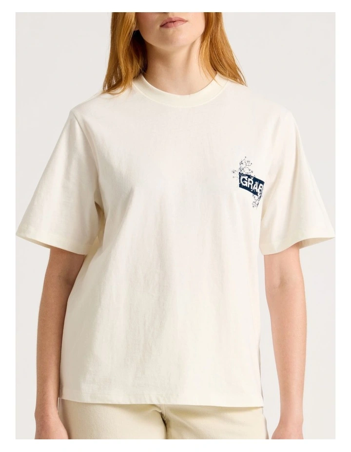 Loose Fit Graphic Tee in Off White image 4