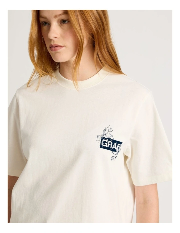 Loose Fit Graphic Tee in Off White image 5