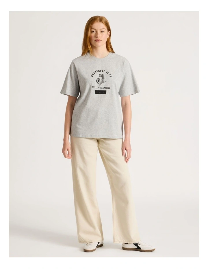 Loose Fit Graphic Tee in Light Heather Grey image 1