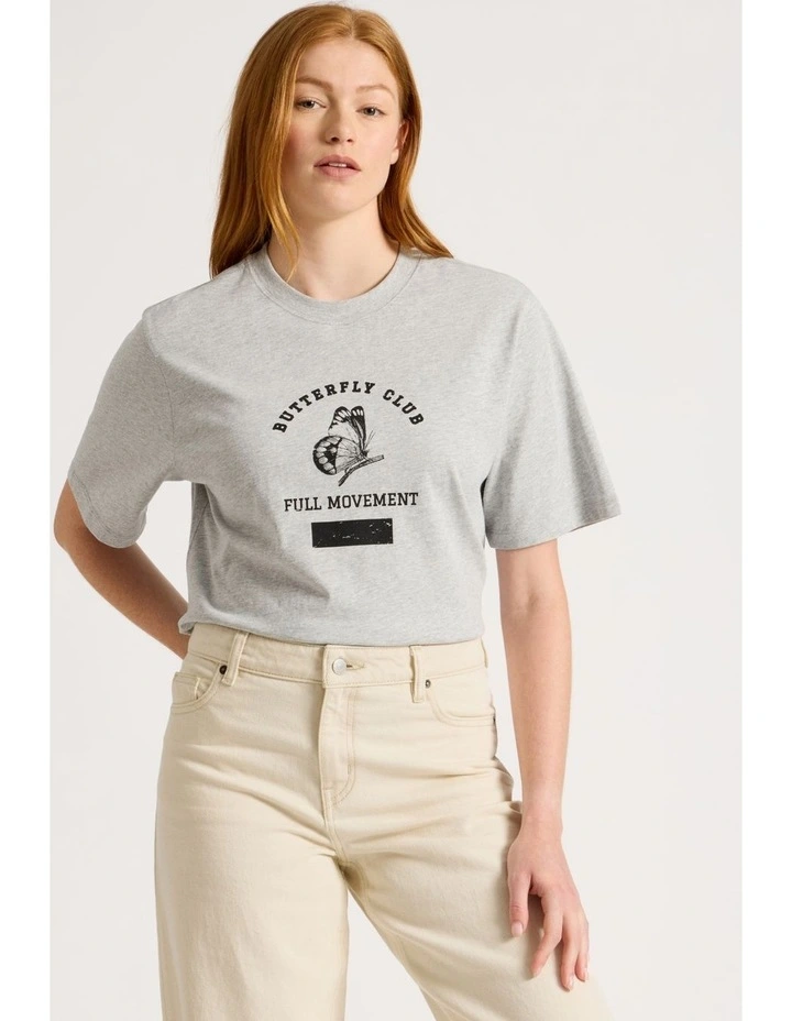 Loose Fit Graphic Tee in Light Heather Grey image 2