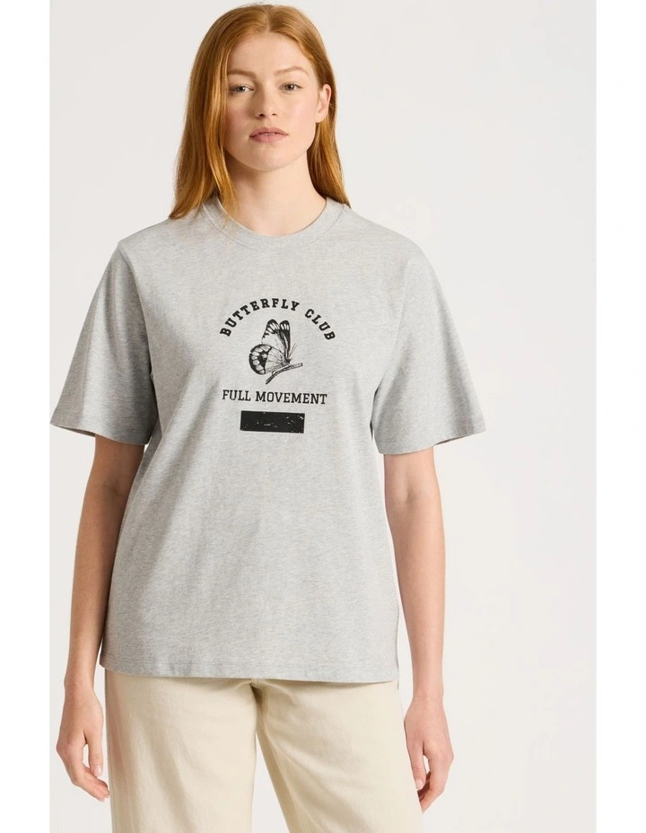 Loose Fit Graphic Tee in Light Heather Grey image 3