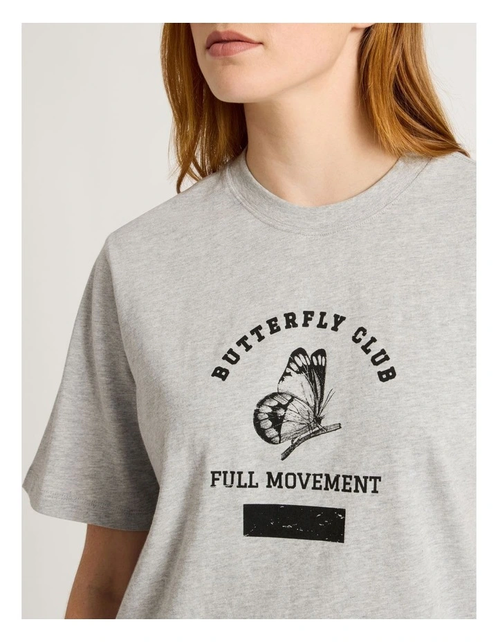 Loose Fit Graphic Tee in Light Heather Grey image 4