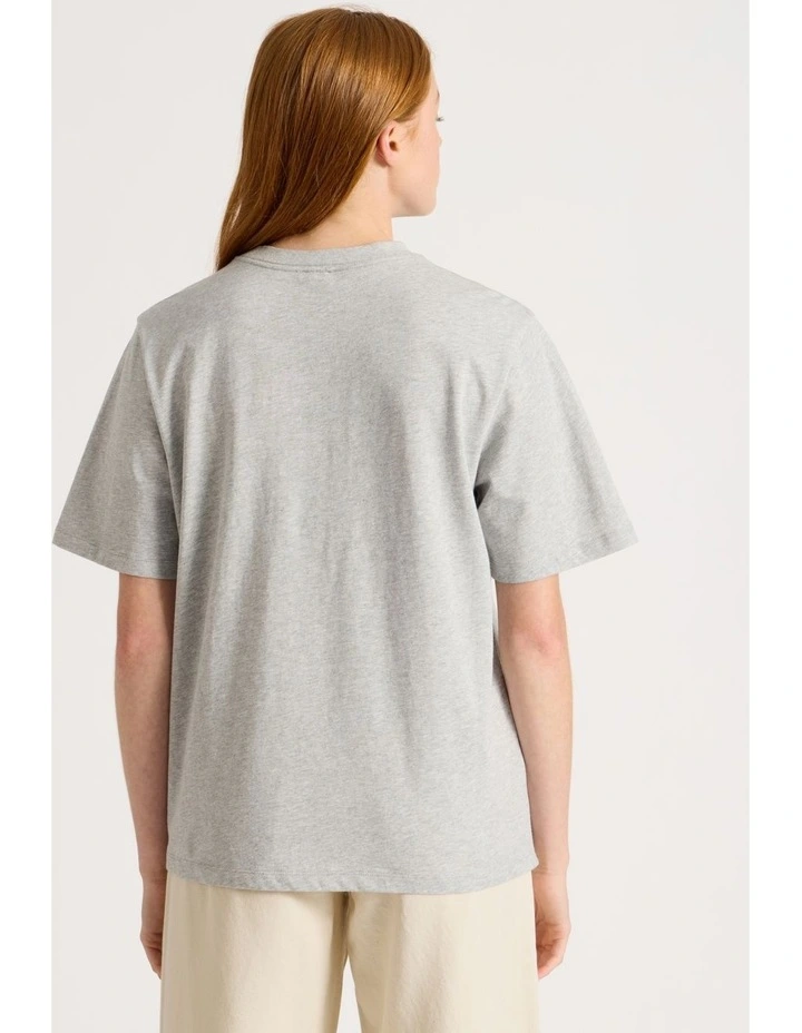 Loose Fit Graphic Tee in Light Heather Grey image 5