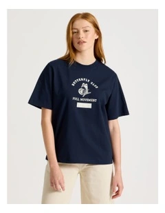 Loose Fit Graphic Tee in Navy
