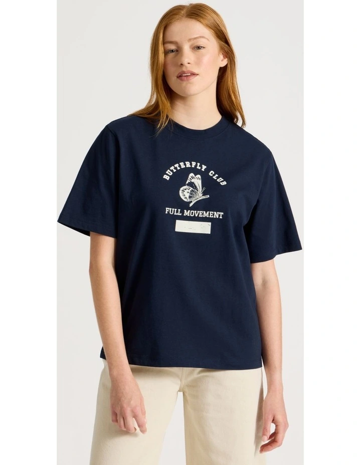 Loose Fit Graphic Tee in Navy image 1