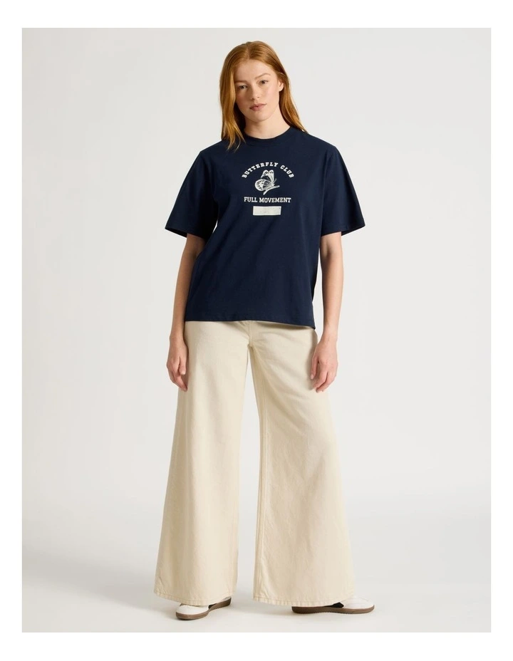 Loose Fit Graphic Tee in Navy image 2