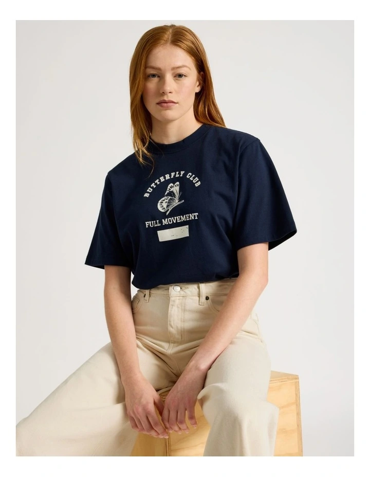 Loose Fit Graphic Tee in Navy image 3