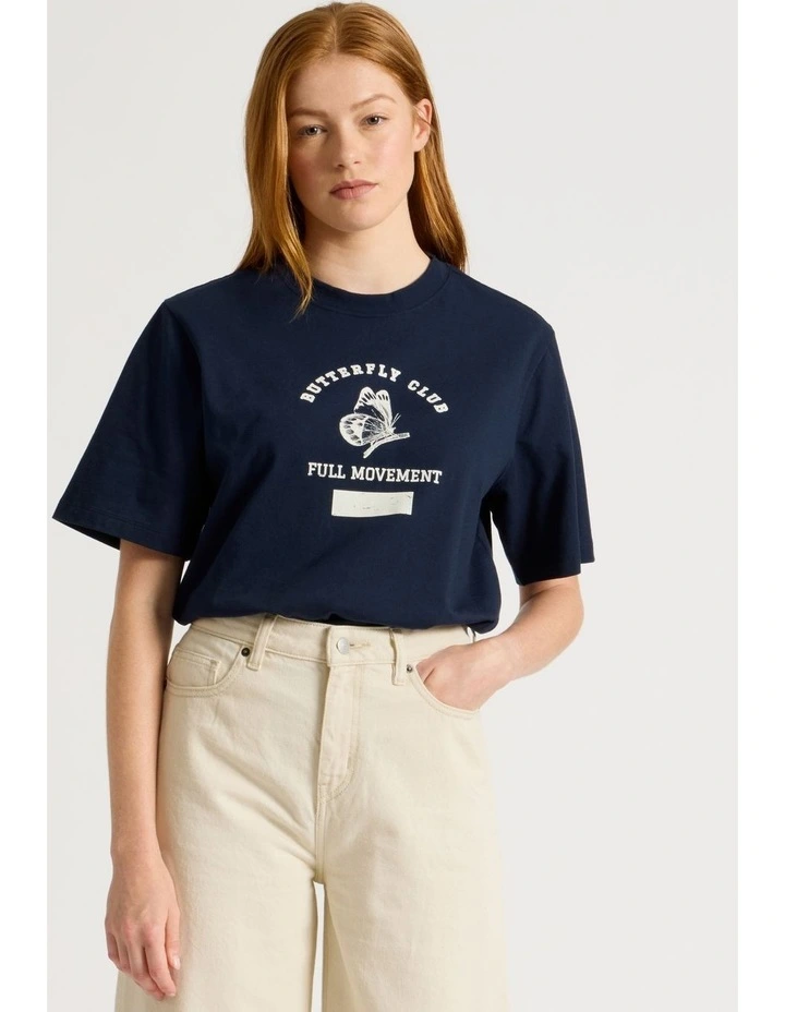 Loose Fit Graphic Tee in Navy image 4