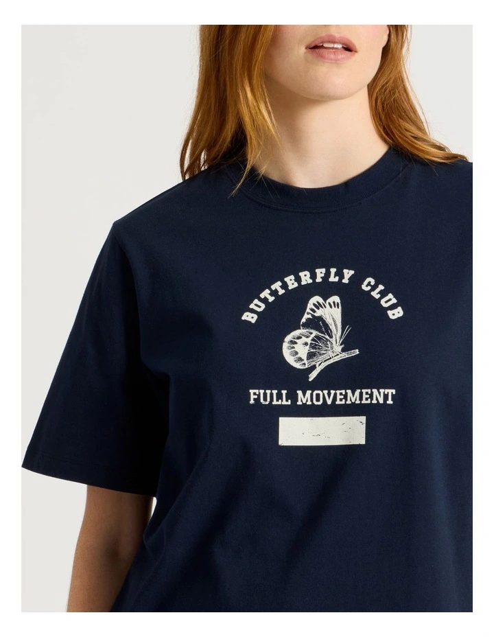 Loose Fit Graphic Tee in Navy image 5