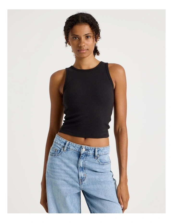 Shelf Bra Tank in Black image 2