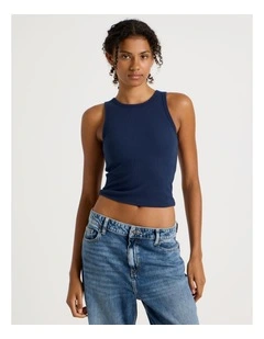 Shelf Bra Tank in Navy