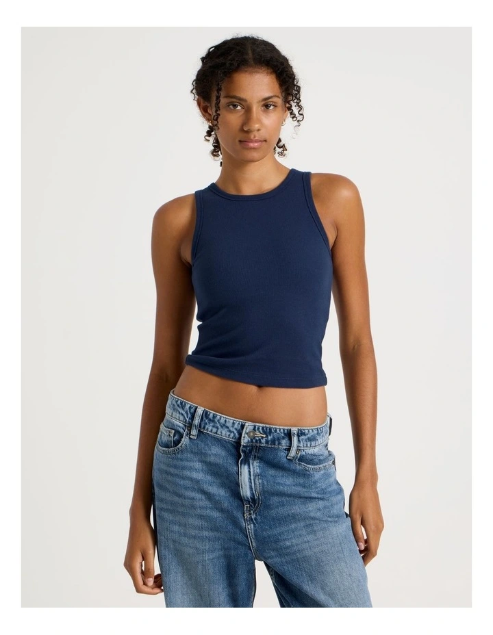 Shelf Bra Tank in Navy image 1