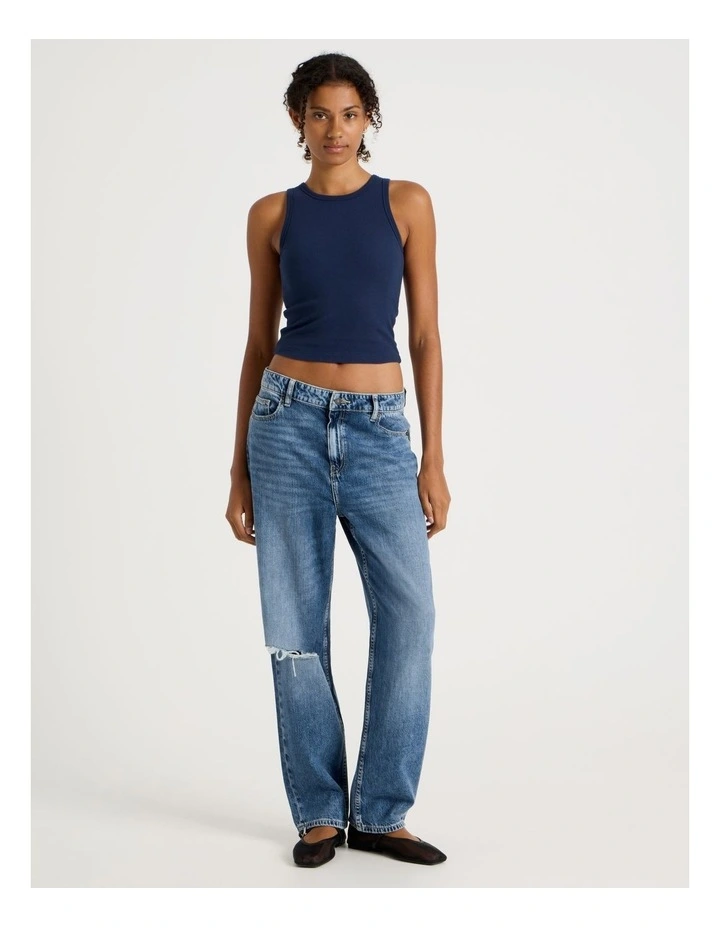 Shelf Bra Tank in Navy image 3