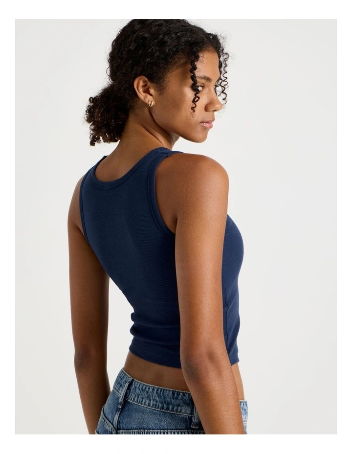 Shelf Bra Tank in Navy image 4