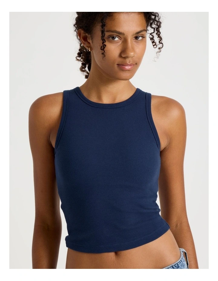 Shelf Bra Tank in Navy image 5
