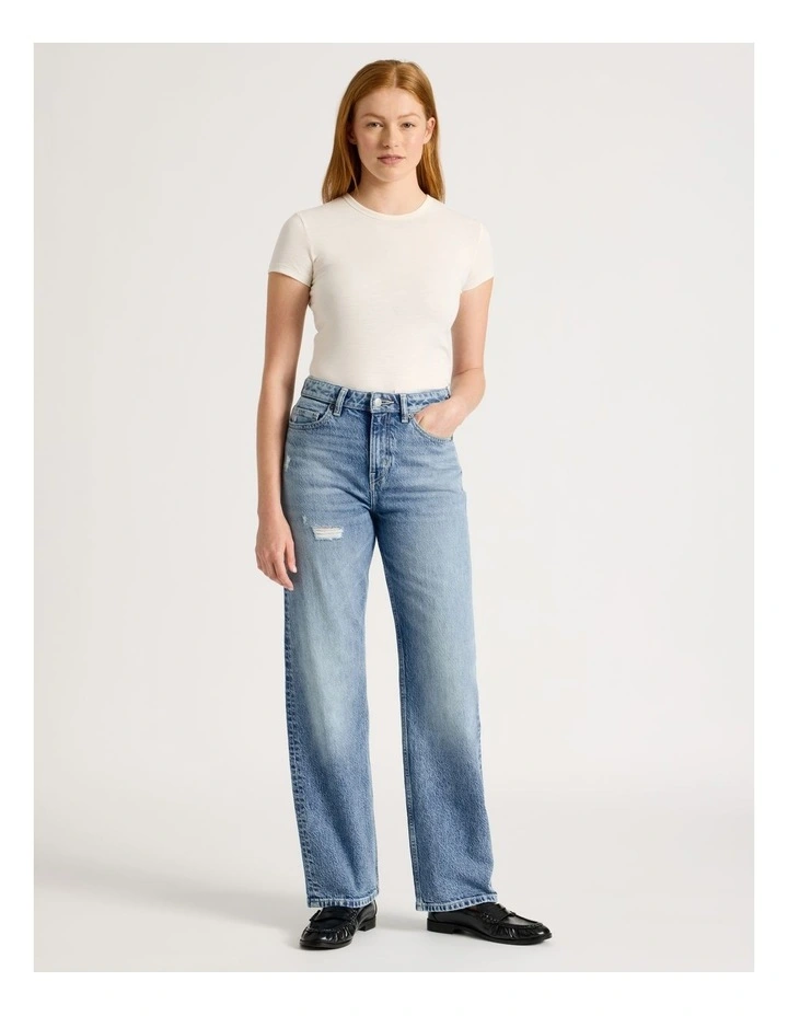 Slub Crew Neck Tee in Off White image 2