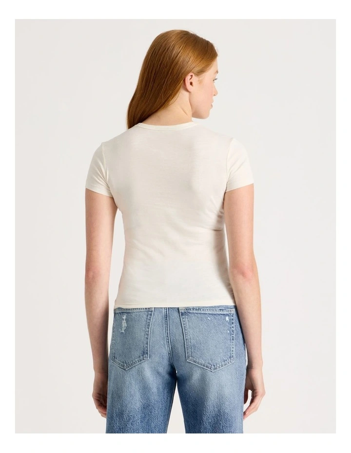 Slub Crew Neck Tee in Off White image 5