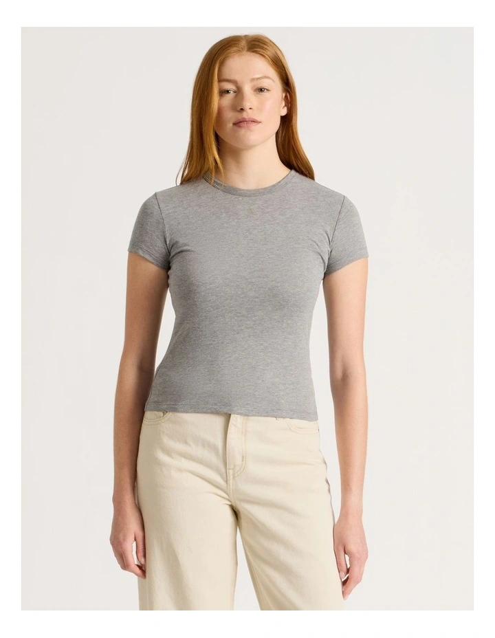 Slub Crew Neck Tee in Charcoal Marle image 1