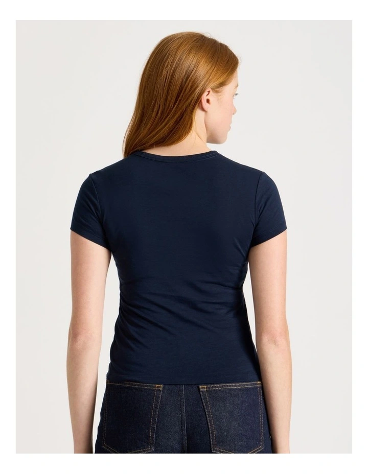 Slub Crew Neck Tee in Navy image 5