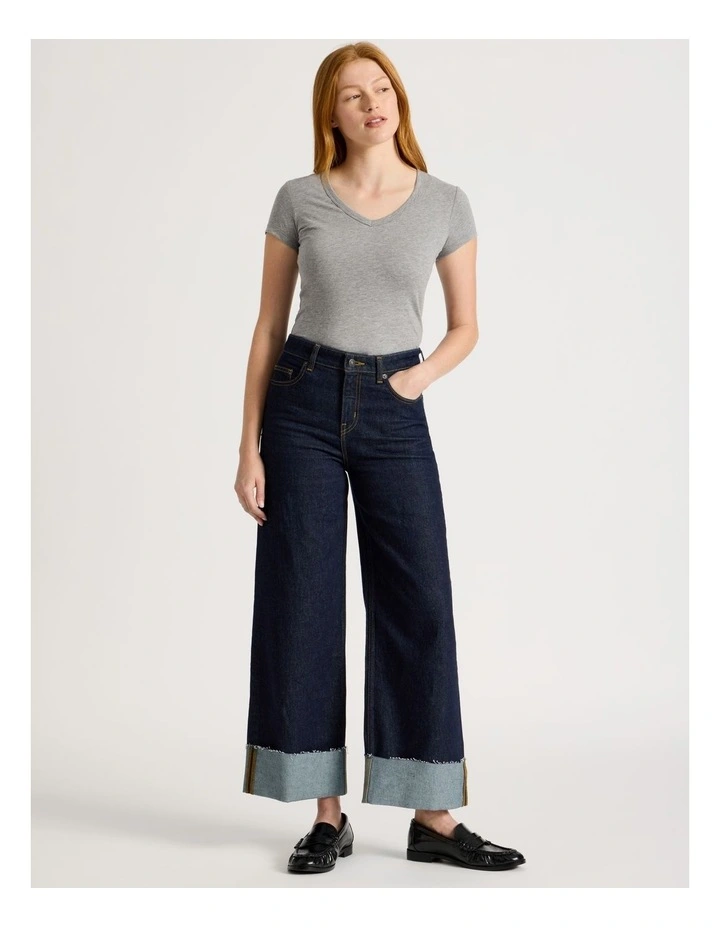 Slub V Neck Tee in Charcoal Marle image 2