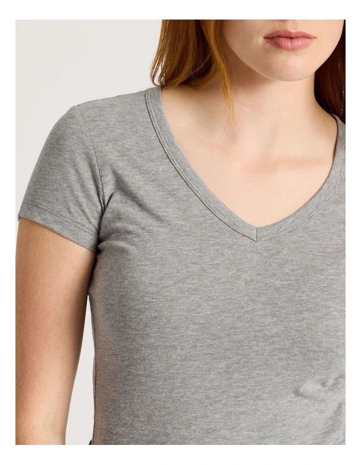Slub V Neck Tee in Charcoal Marle image 5
