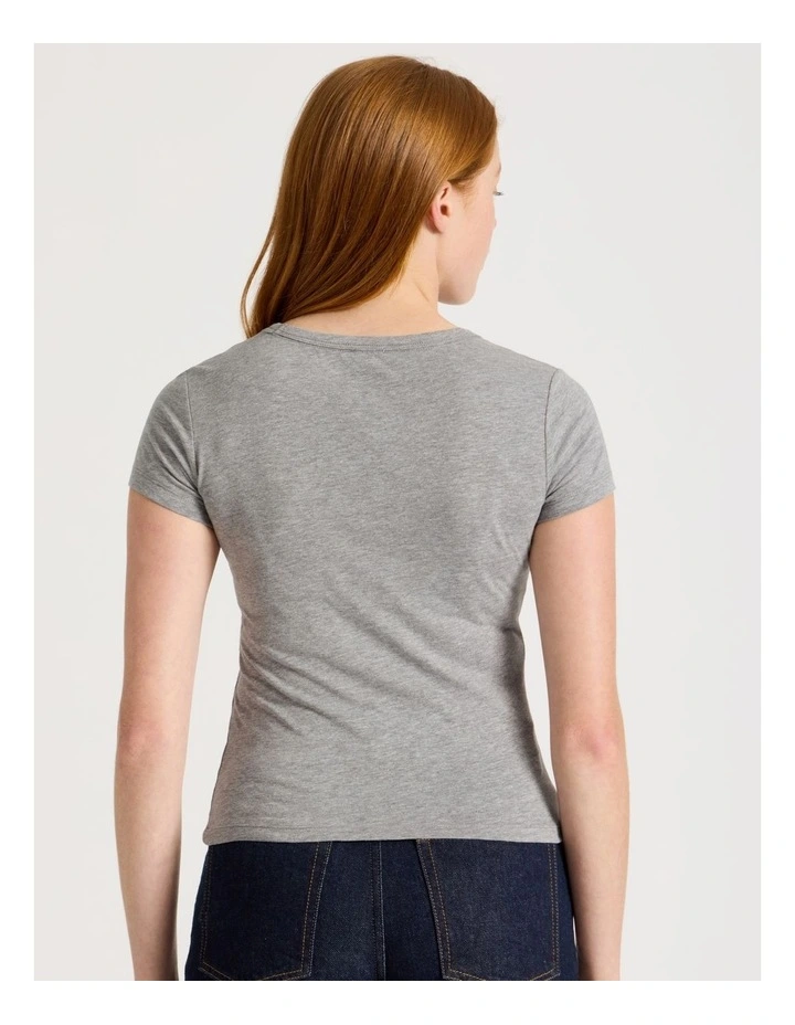 Slub V Neck Tee in Charcoal Marle image 6