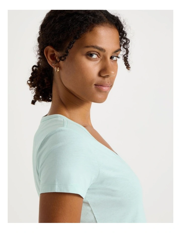 Slub V Neck Tee in Light Blue image 5
