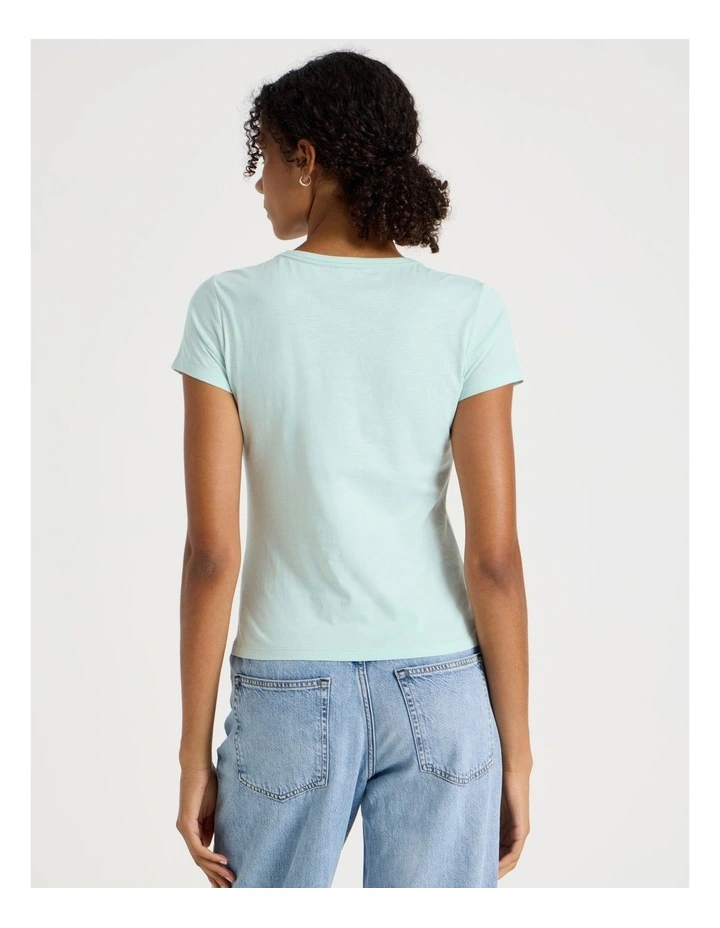 Slub V Neck Tee in Light Blue image 6
