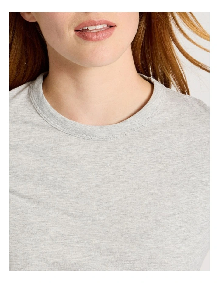 Slub Long Sleeve Boxy Tee in Light Heather Grey image 5