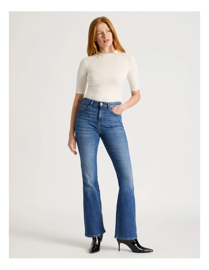 1/2 Sleeve Mock Neck Tee in Off White image 3