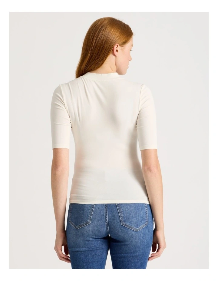 1/2 Sleeve Mock Neck Tee in Off White image 6