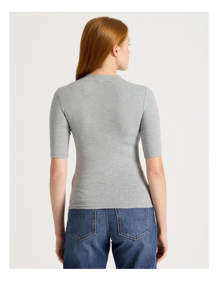 1/2 Sleeve Mock Neck Tee in Charcoal Marle image 6
