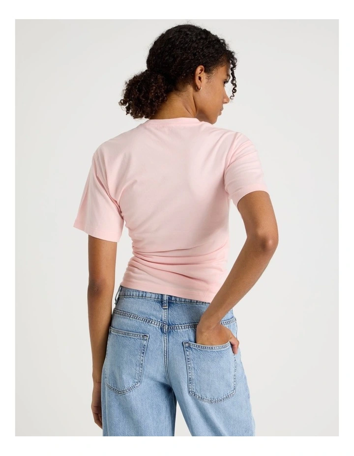 Asymmetrical Gathered Tee in Light Pink image 6