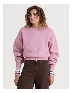 Pleated Back Crew Neck Sweat - Lilas
