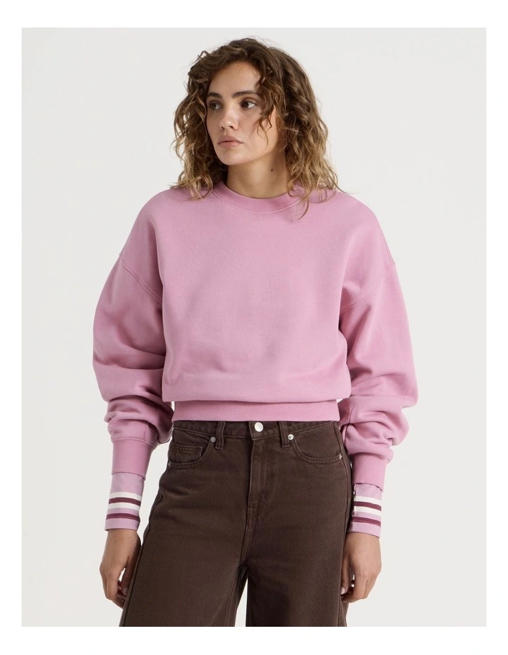 Pleated Back Crew Neck Sweat - Lilas image 1