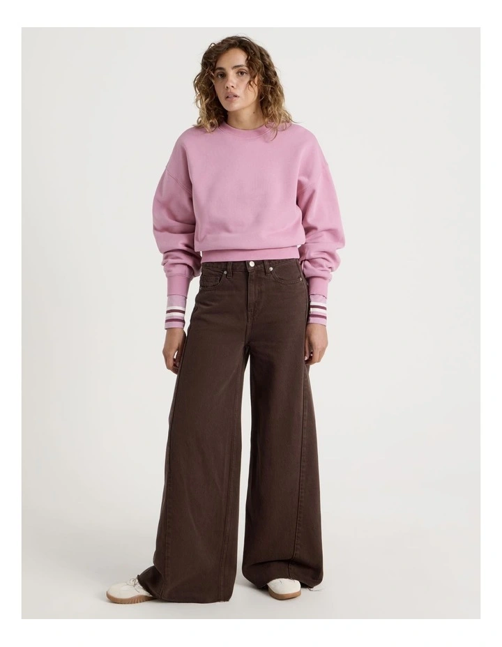 Pleated Back Crew Neck Sweat - Lilas image 2