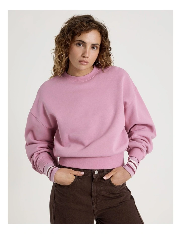 Pleated Back Crew Neck Sweat - Lilas image 3