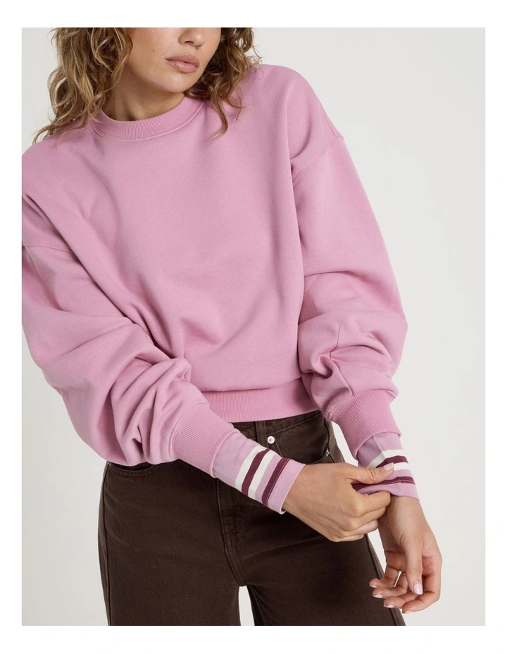 Pleated Back Crew Neck Sweat - Lilas image 7