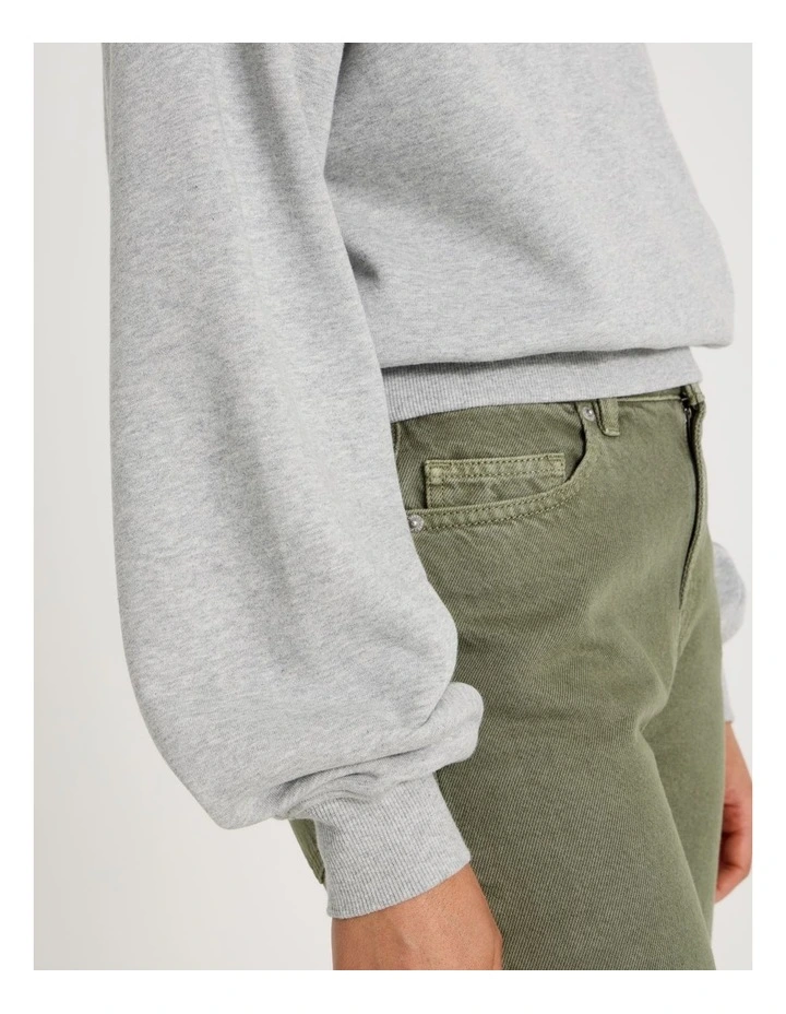 Pleated Back Crew Neck Sweat in Grey Marle image 4