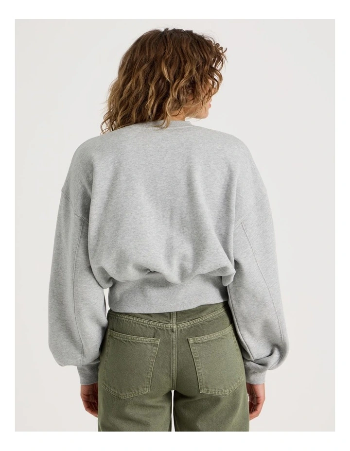 Pleated Back Crew Neck Sweat in Grey Marle image 5